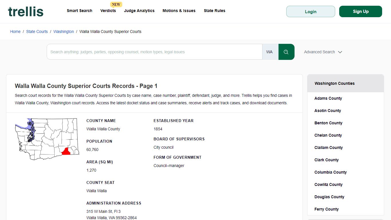 Walla Walla County Superior Court Records | Docket Search Washington ...