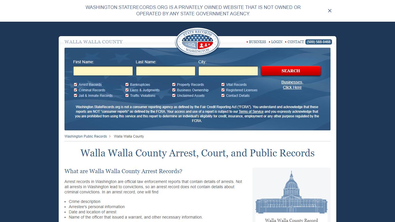 Walla Walla County Arrest, Court, and Public Records