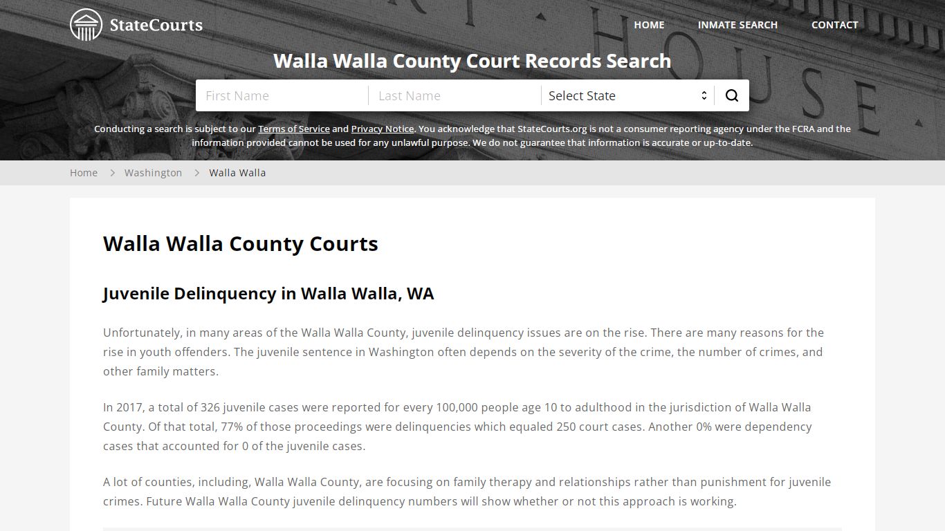 Walla Walla County, WA Courts - Records & Cases - StateCourts