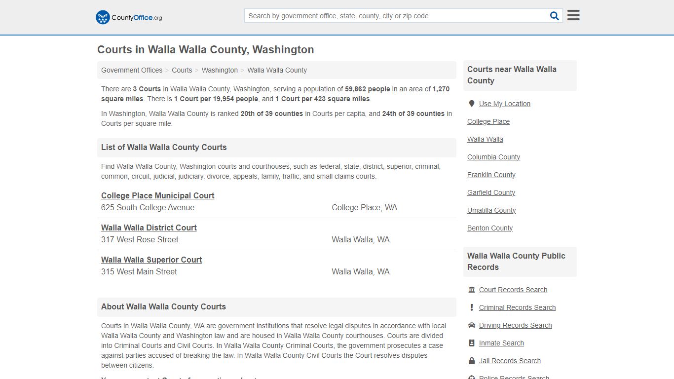 Courts - Walla Walla County, WA (Court Records & Calendars)